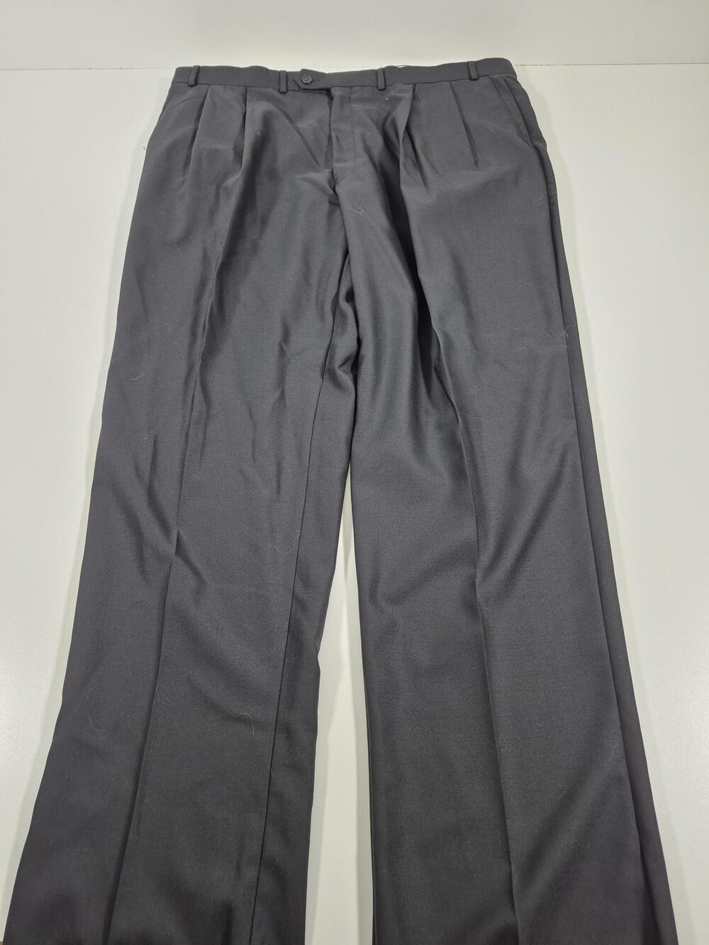Carlo Mandrone Dress Pants Mens 44x36 Black Wool Pleated NWT